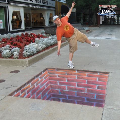 3d Street Painting, Fun Chalk Art, Street Art Illusions, 3d Chalk Art, Sidewalk Chalk Art, Sidewalk Art, 3d Art Drawing, Art Optical, Street Painting