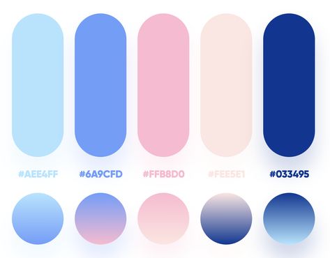 Colour Palette Gradient, Rainbow Gradient Color Palette, New Jeans Color Palette, Gradient Branding Design, Triadic Color Palette, Kpop Color Palette, Blue Pastel Color Palette, Color Gradient Palette, Gradient Colour Palette