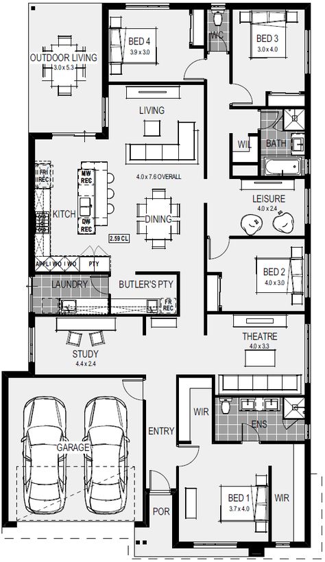 Farmhouse Plans Layout Design, Four Bedroom House Plans Single Storey, 4 Bedroom House Plans Single Storey, 6 Bedroom House Plans Single Storey, Farmhouse Elevation, 2d House Plan, House Plan Drawing, 6 Bedroom House Plans, Single Storey House Plans