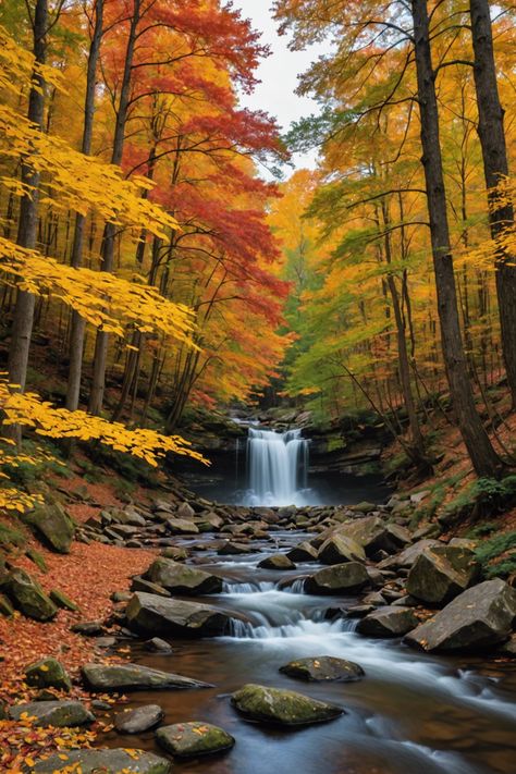 Autumn Tapestry: Best Places to View Fall Foliage in Georgia Georgia Fall Foliage, Georgia Fall, Autumn Waterfalls, Gorges State Park, Leaf Peeping, North Georgia Mountains, Georgia Mountains, Park In New York, Fall River