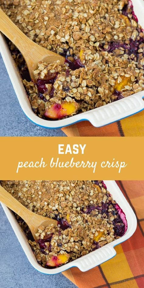 Fruit Crisp With Frozen Fruit, Peach And Blueberry Crisp, Peach Berry Crisp, Peach Blueberry Crisp, Creme Brulee Recipe Easy, Blueberry Crisp Recipe, Fruit Crisp Recipe, Frozen Fruit Recipes, Crisp Desserts