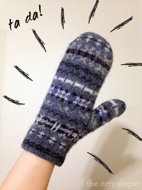 How to Sew Your Own Mittens out of a Felted Sweater - The Artyologist Felt Mittens, Sewing Cabinets, Christmas Craft Fair, Seam Allowance, Mittens Pattern, Old T Shirts, Baby Boots, Thrift Shopping, Cashmere Coat