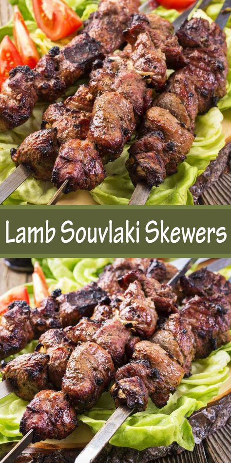 Souvlaki Skewers, Lamb Souvlaki, Greek Marinade, Greek Recipes Easy, Lamb Kabobs, Greek Recipe, Greek Dinners, Lamb Kebabs, Marinated Lamb