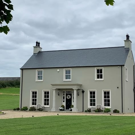 New Build Georgian Style House, New Build Ireland, Irish Farmhouse Exterior, Modern Irish House, Irish Farmhouse Renovation, Irish Bungalow, Irish House Designs, Modern Georgian House, House Exterior Ireland