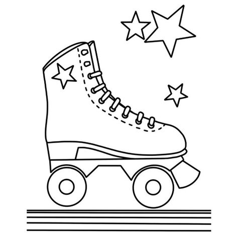 Lorelsberg | Journal and Planner Printables | Life is better when you create Rollerskate Drawing, Roller Skates Drawing, Skate Invitations, Roller Skating Birthday Invitations, Starlight Express, Skate Birthday, Pot Diy, Star Coloring Pages, Happy Stones