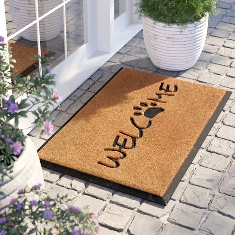 Sol 72 Outdoor Arden Welcome Paw 36 in. x 24 in. Non-Slip Outdoor Door Mat & Reviews | Wayfair Door Mats Outdoor, Summer Front Door Wreath, Pet Door, Outdoor Door, Small Porches, Front Entrances, Door Mats, Outdoor Door Mat, Welcome Mat