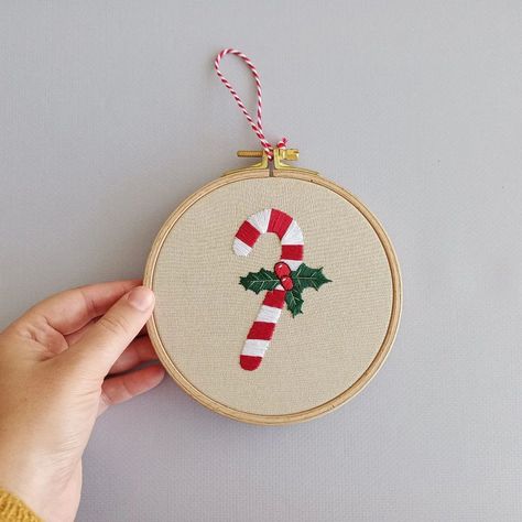 Christmas Stitching, Winter Embroidery, Needle Work, Christmas Embroidery, Christmas Spirit, Hand Stitched, The Christmas, Candy Cane, Hand Stitching