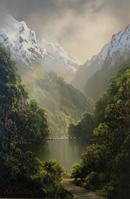 Tim Wilson - incredible painter from Queenstown, New Zealand. His paintings are so much more magical when you see them in real life! Famous Landscape Paintings, New Zealand Landscape, Nz Art, Image Chat, Landscape Art Painting, Mountain Photography, Beautiful Places Nature, Landscape Artist, Queenstown