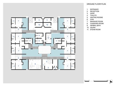 Gallery of Manja Spa / PLAYGROUP Studio + AHCPL - 20 Spa Design Plan Layout, Mountain Resort Floor Plan, Spa Plan Design, Spa Resort Architecture, Thermal Spa Architecture, Sauna Plan Architecture, Spa And Wellness Center Floor Plan, Spa Center Architecture, Spa Layout Plan