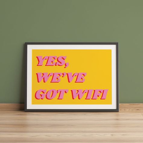 Bold Entryway, Funky Room Decor, Funky Room, Hallway Wall Art, Wifi Sign, Homeowner Gift, Quirky Home, Family Quote, Hallway Wall