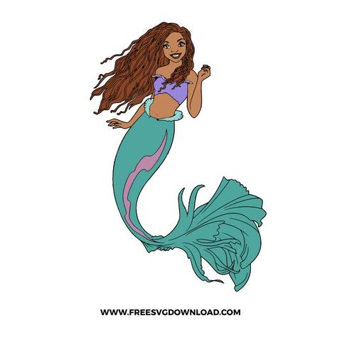 Black Ariel Mermaid, Mermaid Svg Free, Ariel Movie, Black Ariel, Ariel Svg, Ariel Silhouette, Mermaid Printables, Ariel And Flounder, Ariel Little Mermaid