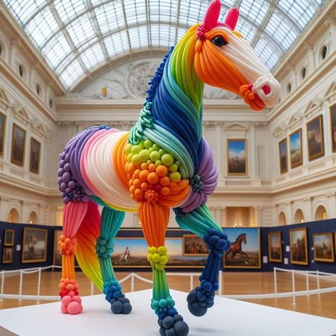 Horse exhibit made from Modelling balloons Balloons, Horses