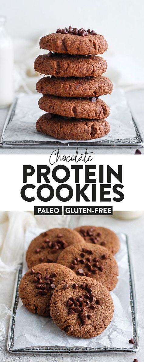 Paleo Protein Cookies, Sugar Free Protein Cookies, Keto Protein Recipes, Chocolate Protein Powder Cookies, Protein Powder Cookie Recipes, Chocolate Protein Cookies, Protein Biscuits, Protein Sweets, Protein Powder Cookies