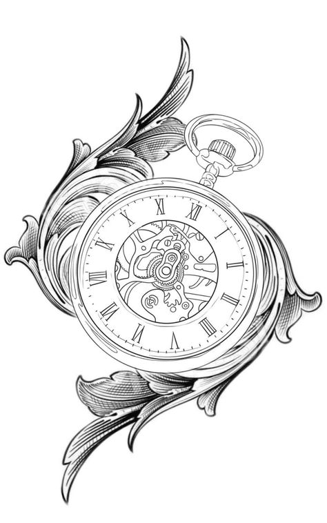 Gg Tattoo, Mythology Drawings, Pocket Watch Tattoo Design, Locket Tattoos, Tattoo Homme, Watch Sketch, Watch Tattoo Design, Half Sleeve Tattoos Forearm, Tattoos Forearm