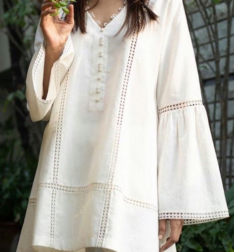 SS.Pret 📶 Online Store on Instagram: “White Center lace design with loops & buttons 🕊 available in 5 colors • • Details: fabric: Light weight cotton  Embellishment: lace &…” Diwali Dress, Diwali Dresses, Neck Designs For Suits, Pakistani Fashion Casual, Pakistani Dresses Casual, Pakistani Fashion Party Wear, Girls Frock Design, Salwar Kamiz, Kurti Design