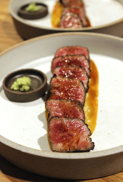 The rarely seen A5 Wagyu tri-tip. Wagyu Steak Appetizer, Wagyu Beef Appetizer, Wagyu Appetizer, Wagyu Steak Recipe, A5 Wagyu Steak, Fatty Steak, Wagyu Recipes, Wagyu A5, Wagyu Beef Recipe