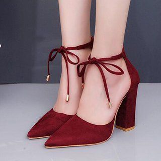 Nude Chunky Heel Bowknot Dress Suede Heel High Heel Shoes Elegant, Hak Tinggi, Party High Heels, Chunky High Heels, Sandals For Sale, Thick Heels, Toe Sandals, Wine Red, High Heel Sandals