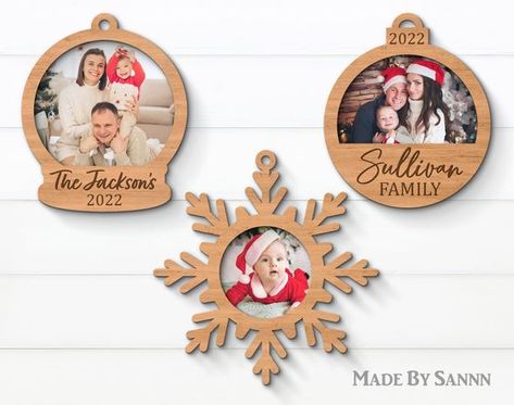 Laser Cut Christmas Ideas Personal Christmas Ornaments, Lasercut Christmas Ideas, Thank You Ornament, Christmas Ornament Laser Cut, Laser Christmas Ornaments, Laser Cut Christmas Decorations, Christmas Lasercut, Laser Cut Christmas Ornaments, Picture Frame Ornament