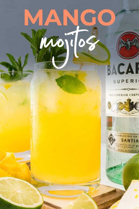 This Mango Mojito Recipe, made with fresh mango, plenty of lime, and fresh mint, is a refreshing way to enjoy your summer that'll leave you feeling like you're on the beach! Mango Mojito Recipe, Best Mojito Recipe, Mojito Mix, Mixing Drinks, Mango Mojito, Perfect Summer Drink, Mint Mojito, Mojito Recipe, Mango Puree