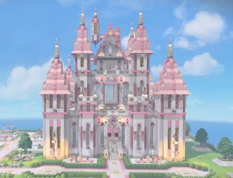 Minecraft Id, Minecraft Mansion, Minecraft House Plans, Minecraft Cottage, Easy Minecraft Houses, Minecraft Castle, Cool Minecraft Creations, Pink Castle, Cute Minecraft Houses