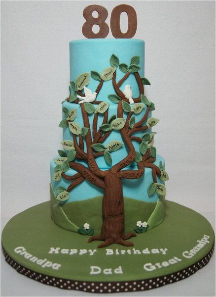 Family Tree for Dad's 80th Birthday - by whitecrafty @ CakesDecor.com - cake decorating website Family Reunion Cakes, 80th Birthday Cakes, Family Tree Cakes, 80th Birthday Party Ideas, 80th Birthday Ideas, 80th Birthday Cake, 12th Birthday Cake, 90th Birthday Cakes, Birthday Cake For Mom