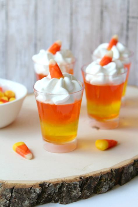 Candy Corn Jello Cups | Ten at the Table Candy Corn Aesthetic, Candy Corn Drinks, Thanksgiving Jello, Candy Corn Jello, Daycare Snacks, Candy Corn Jello Shots, Alcohol Candy, Halloween Jello, Halloween Food Crafts