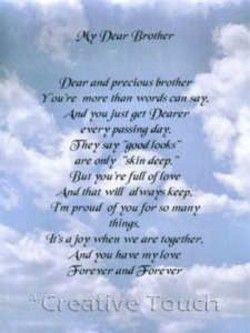 Missing my brother Poems Quotes For Daughter In Law, In Law Quotes, Daughter In Law Quotes, Brother Poems, Happy Daughter, Missing My Brother, Heaven Poems, Dear Brother, Brother Birthday Quotes