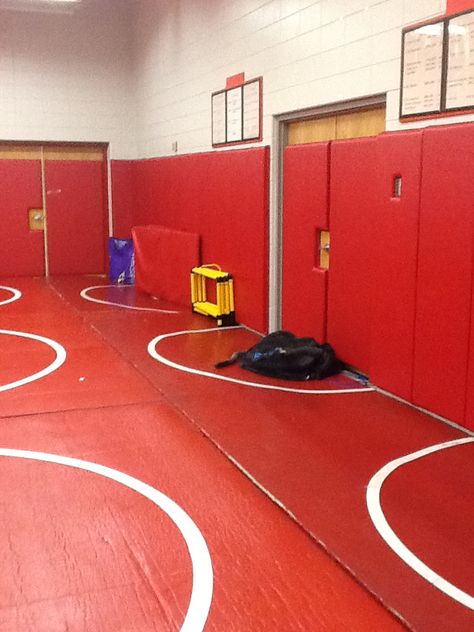 wrestling room Wrestling Room, Wrestling Mom, Kids Playroom, Gymnastics, High School, Basketball Court, Wrestling, Gym