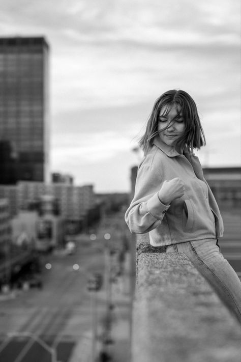 Rooftop Shoot Photography, Garage Top Photoshoot, Urban Rooftop Photoshoot, Senior Parking Garage Photoshoot, Top Of Garage Photoshoot, Parking Garage Photography, Unique Photoshoot Locations, Industrial Portrait Photography, Overpass Photoshoot