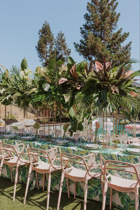 Bridal Shower Aesthetic, Hotel Pool Party, Palm Springs Pool Party, Tropical Pool Party, Shower Aesthetic, Palm Springs Pool, Palm Beach Chic, Wedding Pool Party, Palm Leaf Pattern