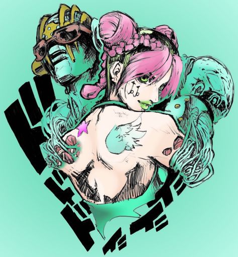 Jolyne Kujo and her stand. Jolyne Kujo, Jolyne Cujoh, Jojo Parts, First Things First, Jotaro Kujo, Line Work, Free Poster, Jojo Bizzare Adventure, Cultura Pop