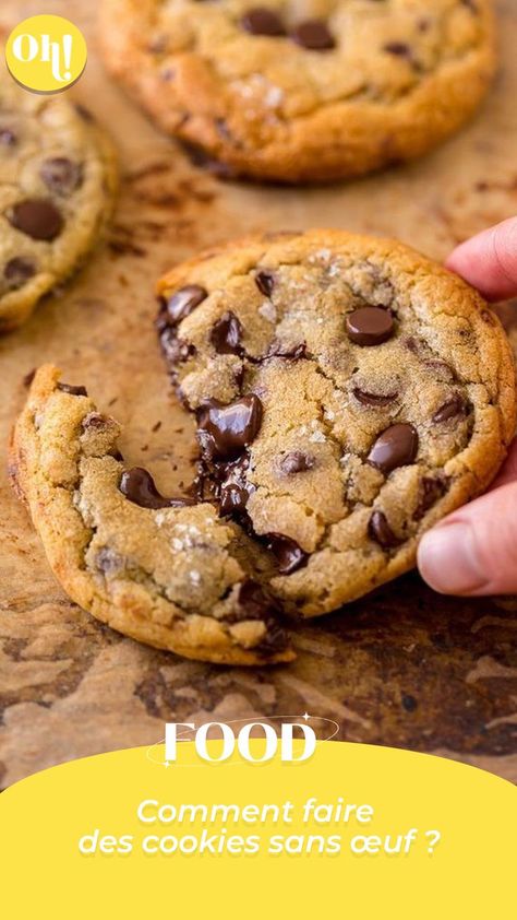 Vous n’avez plus d’œufs ou vous ne pouvez pas en manger ? Pas d’inquiétude, vous pouvez toujours faire des cookies maisons. On vous donne une recette à tester. #cookie #recette Cookies Et Biscuits, Fondant, Biscuits, Dessert