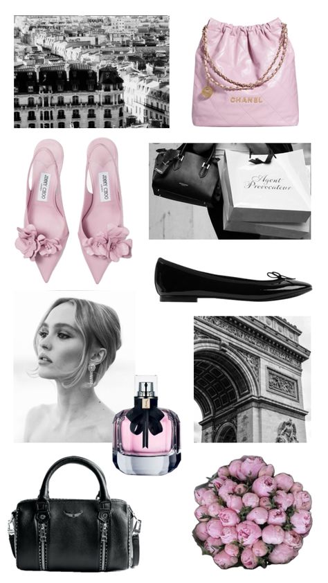 parisian #paris #lilyrosedepp #chanel #ysl #monparis #bw #blackandwhite #pink #balletflats #zadigandvoltaire #parisaesthetic #parisian #peonies Mon Paris Ysl, Perfume Yves Saint Laurent, Ysl Aesthetic, Ysl Mon Paris, Ysl Perfume, Chanel Wallpaper, Black Peony, Jimmy Choos, Feminine Energy Aesthetic