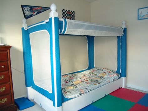 YAY! Larrin finally has his own!! The Noah's Bed is for Autistic children or any special needs child. Sleep Safe Bed, Sensory Bedroom, Sensory Diy, Airplane Room, Doors Bedroom, Safety Bed, Sensory Rooms, Sensory Room, Kids Bedrooms