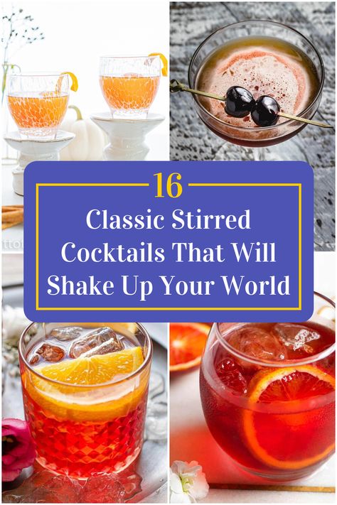 Collage of 4 classic stirred cocktails. Stirred Cocktails, Red Cocktails, Cocktail Serving, Amazing Recipes, Classic Cocktails, Mixology, Cocktail Hour, Best Recipes, Mixed Drinks