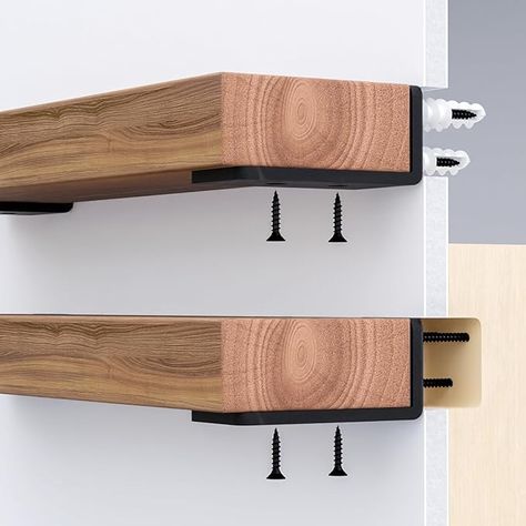 Amazon.com: EVALD Floating Shelf Brackets | 8-inch Hidden Black Carbon Steel Brackets for Wall, Kitchen, Nursery, Mantel | Minimalistic Design Supports Fireplace Mantel, Bookshelves, Bar Wall Shelves (4 Pack) : Tools & Home Improvement Bar Wall Shelves, Hidden Shelf Brackets, Floating Shelf Hardware, Black Shelf Brackets, Steel Shelf Brackets, Shelves Floating, Hidden Shelf, Shelf Hardware, Bar Shelves