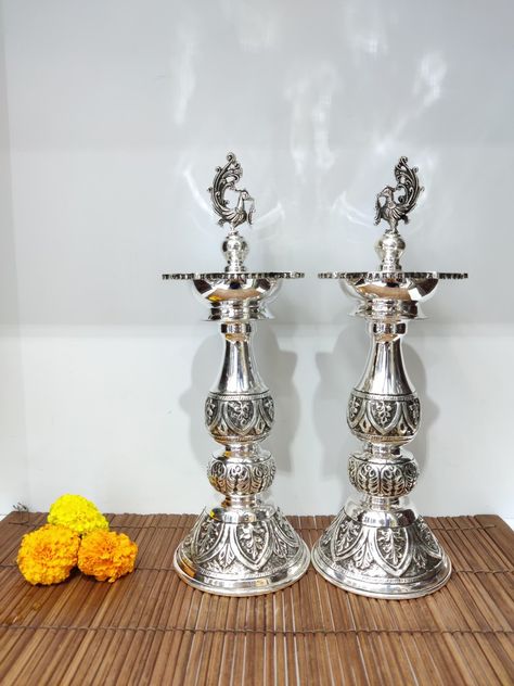 Silver Deepam Design Big, Silver Vessels Indian, Silver Lamps For Pooja With Price, Silver Deepam Design, Silver Lamps For Pooja, Silver Deepam, Silver Lamps, Silver Idols, Silver Jewellry