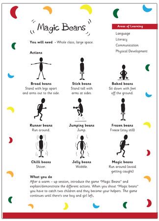 Magic Beans Game | Free Early Years & Primary Teaching Resources (EYFS & KS1) Physical Development Activities, Physical Education Lessons, Magic Beans, Pe Activities, Eyfs Classroom, Pe Lessons, Teaching Resources Primary, Playground Games, Eyfs Activities