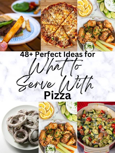 Appetizers With Pizza Party, Food To Go With Pizza Party, Apps For Pizza Party, Appetizer Recipes For Pizza Party, Pizza Party Appetizer Ideas, Pizza Dinner Ideas Sides, Pizza Meals Ideas, Appetizer To Go With Pizza, Homemade Pizza Party Ideas