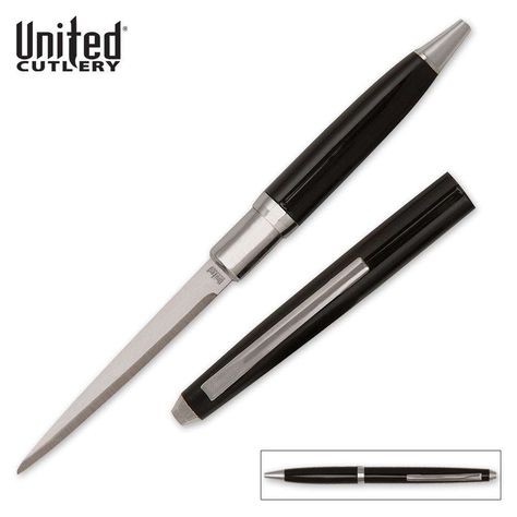 Black Ink Pen Knife Concealed Knife, Diy Ink, Hidden Knives, Pen Knife, Hidden Blade, Unique Pens, Self Defense Tools, Best Pens, Cool Knives