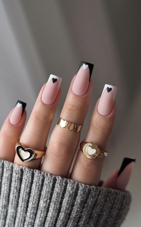 Check out these 30 chic black and white nail designs that make a statement! From french tips to geometric patterns, there's something for you. Whether you prefer gel, acrylic, or natural nails in short square, almond, or coffin shapes - we've got ideas for you. Discover the timeless beauty of black and white nails with simple yet cute designs that are sure to elevate your aesthetic. Find your perfect black and white nail inspo here! Plus: that girl nails, glow up nails, nails 2024 Black And White Nail Designs, Black And White Nails, Home Designs Exterior, Milky Nails, Graduation Nails, Square Nail, Girly Acrylic, Square Nail Designs, Sweater Nails