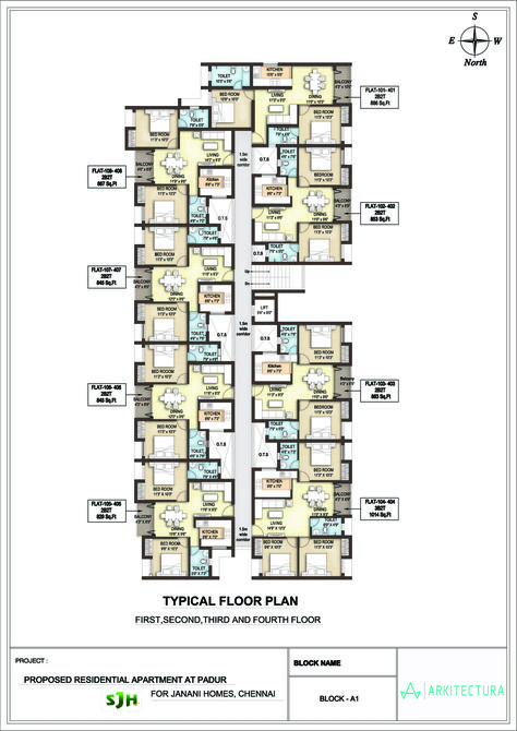 2bhk And 3bhk Apartment Floor Plan, Apartment Block Floor Plan, 2bhk Plan, Mass Housing, Residential Plan, Condo Floor Plans, Walk Up Apartment, Small Apartment Building, Apartment Plan