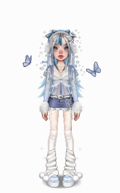 Blue Everskies Outfits, Everskies Blue Outfit, Blue Everskies, Pastel Blue Outfit, Blue And White Outfits, Monster High Clothes, Rave Fits, High Clothes, Blue Outfits