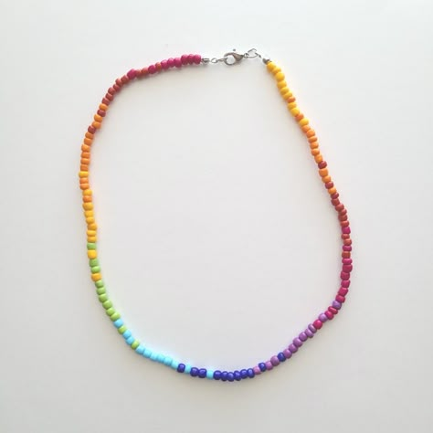 Rainbow Ombre Seed Bead Necklace. Brand New Condition. Nickel Free Lobster Clasp And Findings. Perfect For Layering With Other Jewelry Pieces. Length: 17" Jewelry Sale Buy 2 Get 1 Free Buy 4 Get 2 Free Bundle And Save Y2k 90s 2000s Unisex Beaded Jewelry Rainbow Necklace Summer Camp Festival Gift Love Casual Boho Bohemian Gender Neutral Cute Colorful Seed Bead Pride Jewelry, Seed Bead Necklaces Ideas, Beaded Jewelry Simple, Seed Bead Necklace Ideas, Camp Festival, Seed Bead Bracelets Tutorials, Pride Jewellery, Rainbow Ombre, Diy Jewelry Unique