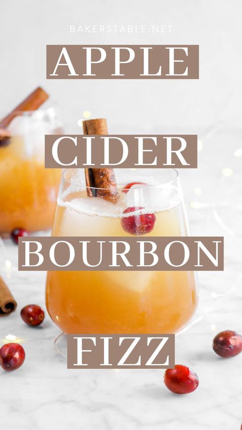 Perfectly sweet, so easy to make, and absolutely delicious! This Fall Apple Cider Bourbon Fizz is the perfect drink to celebrate the holiday's. #bourbon #cocktail #thanksgiving #fall #applecider #cider #drinks #christmas #halloween Boiled Apple Cider, Cocktail Thanksgiving, Bourbon Fizz, Apple Cider Bourbon, Boiled Cider, Apple Cider Bar, Fall Apple Cider, Fizz Drinks, Bourbon Apple Cider