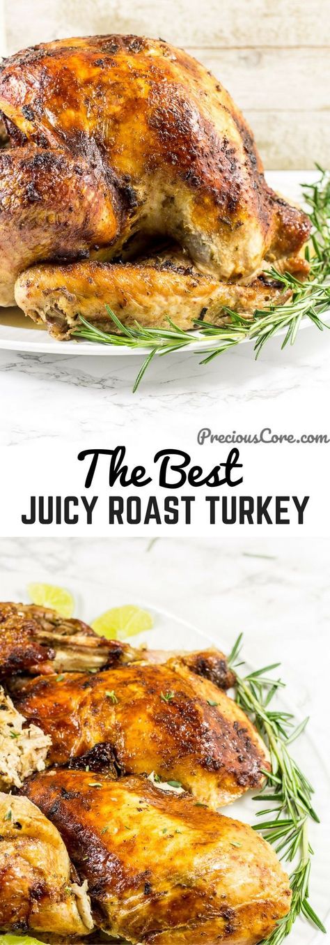 This is really the best Juicy Roast Turkey. Every little piece of the turkey tastes insanely good! The best turkey I have ever had! Get the recipe on Precious Core. #Thanksgiving #ThanksgivingTurkey #BestThanksgivingTurkeyRecipe Juiciest Turkey, Best Thanksgiving Turkey Recipe, Best Turkey, Roast Turkey, Turkey Recipes Thanksgiving, Turkey Recipe, Turkey Dinner, Cooking Turkey, Thanksgiving Food