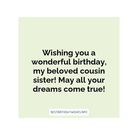 It's always nice to have a special bond with your cousin sister. Whether you’re close in age or not, birthdays are a great occasion to express your af... | # #BirthdayWishes Check more at https://www.ehindijokes.com/birthday-wishes-for-cousin-sister/ Wishes For Cousin, Birthday Wishes For Cousins Sister, Happy Birthday Cousin Sister Quotes, Birthday Quotes For Cousin Sister, Happy Birthday Wishes To Cousin, Happy Birthday Cousin Sister, Cousin Birthday Wishes, Birthday Wishes For Cousin Sister, Cousin Birthday Quotes