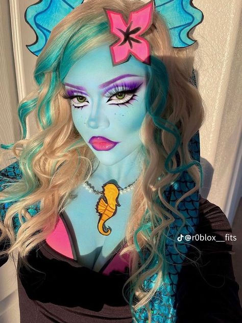 Monster High Doll Makeup, Monster High Makeup Looks, Cartoon Character Makeup, Monster High Halloween Costumes, Monster High Makeup, Monster High Halloween, Monster High Cosplay, Monster High Costume, Drag Make-up