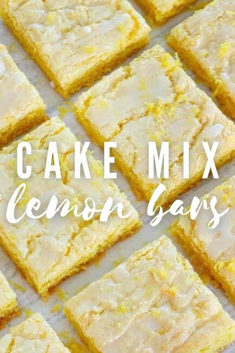 Quick Easy Lemon Desserts Cake Mixes, Lemon Desserts For A Crowd, Easy Desserts With Lemon Pie Filling, Lemon Brownies With Lemon Glaze, Chess Bars Easy, Lemon Cake Mix Cookies 3 Ingredients, Easy Lemon Bars 3 Ingredients, Lemon Brownies With Cake Mix Boxes, Cake Mix Lemon Bars