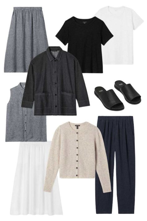 Carry-On Only with Eileen Fisher | Most Lovely Things Eileen Fisher Winter Outfits, Eileen Fisher Capsule Wardrobe, Retinol Guide, Eileen Fisher Summer, 333 Capsule Wardrobe, Black Capsule Wardrobe, Mix And Match Wardrobe, What Is Retinol, Benefits Of Retinol